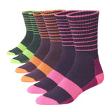  Unisex 3 Pairs Wool Blend Rich Autumn Hues Colorful Stripes and Shapes Sports Cushioned Dress Crew Socks - Socks