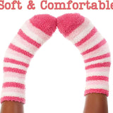 Tipi Toe Women's 6-Pairs Cozy Microfiber Anti-Skid Striped Animal Patterned Soft Fuzzy Crew Socks