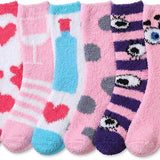 Tipi Toe Women’s Winter Sock Bundle – 6-Pair Soft Cotton Blend Boot Socks & 6-Pair Plush Non-Skid Fuzzy Slipper Socks, Sizes 9–11