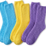 Tipi Toe Women’s Fuzzy Slipper Sock Bundle – 6-Pair Plush Warm Anti-Skid Thermal Crew Socks, Sizes 9–11