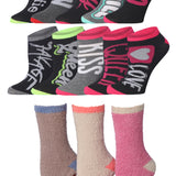Anti-Skid Mocha Blush Fuzzy Socks - 3 Pairs + Love Notes Ankle Socks - 10 Pairs Bundle