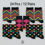 Geometric Shapes Stripes Socks - 2 Pack/ 4 Pack /8 Pack/ 12 Pack