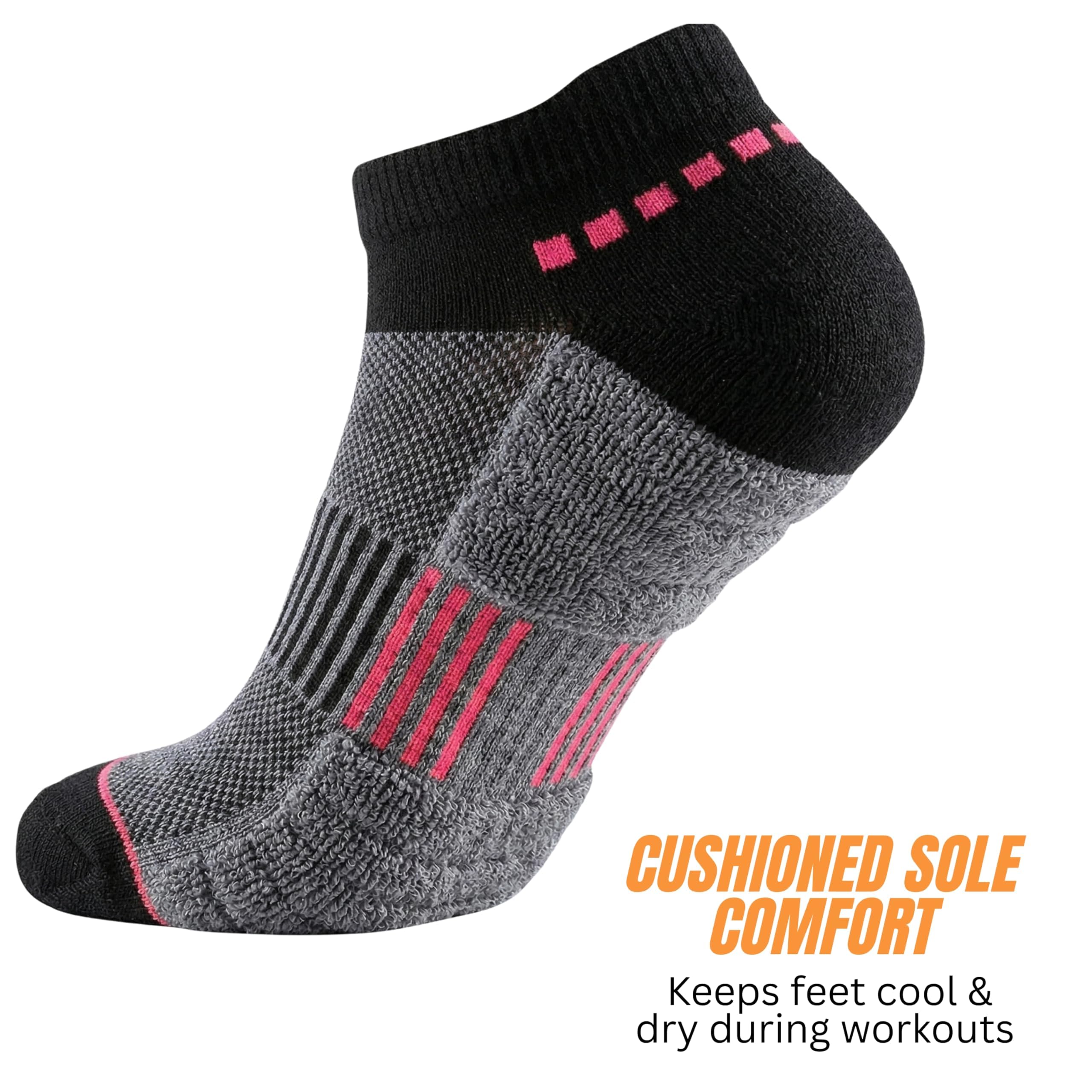 Gray and black sock with pink accents on a white background