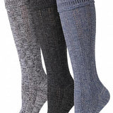Tipi Toe Women’s Winter Weather Sock Bundle – Cable Knit Button Knee-High Boot Socks & Plush Anti-Skid Fuzzy Slipper Socks Multipack, Sock Sizes 9-11