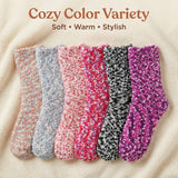 Colorful Patterned Maroon Melody Fuzzy Socks - 6 Pairs