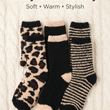 Anti-Skid Cheetah Fuzzy Socks - 3 Pairs