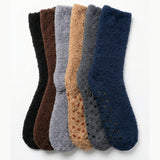 Men's Anti-Skid Neutral Winter Assorted Fuzzy Socks – 6 Pack