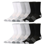 JAMES FIALLO Men's 12 Pairs Arch Support Socks Comfortable Performance Socks for Running, Hiking, and Athletic Activities - Tipi Toe Socks