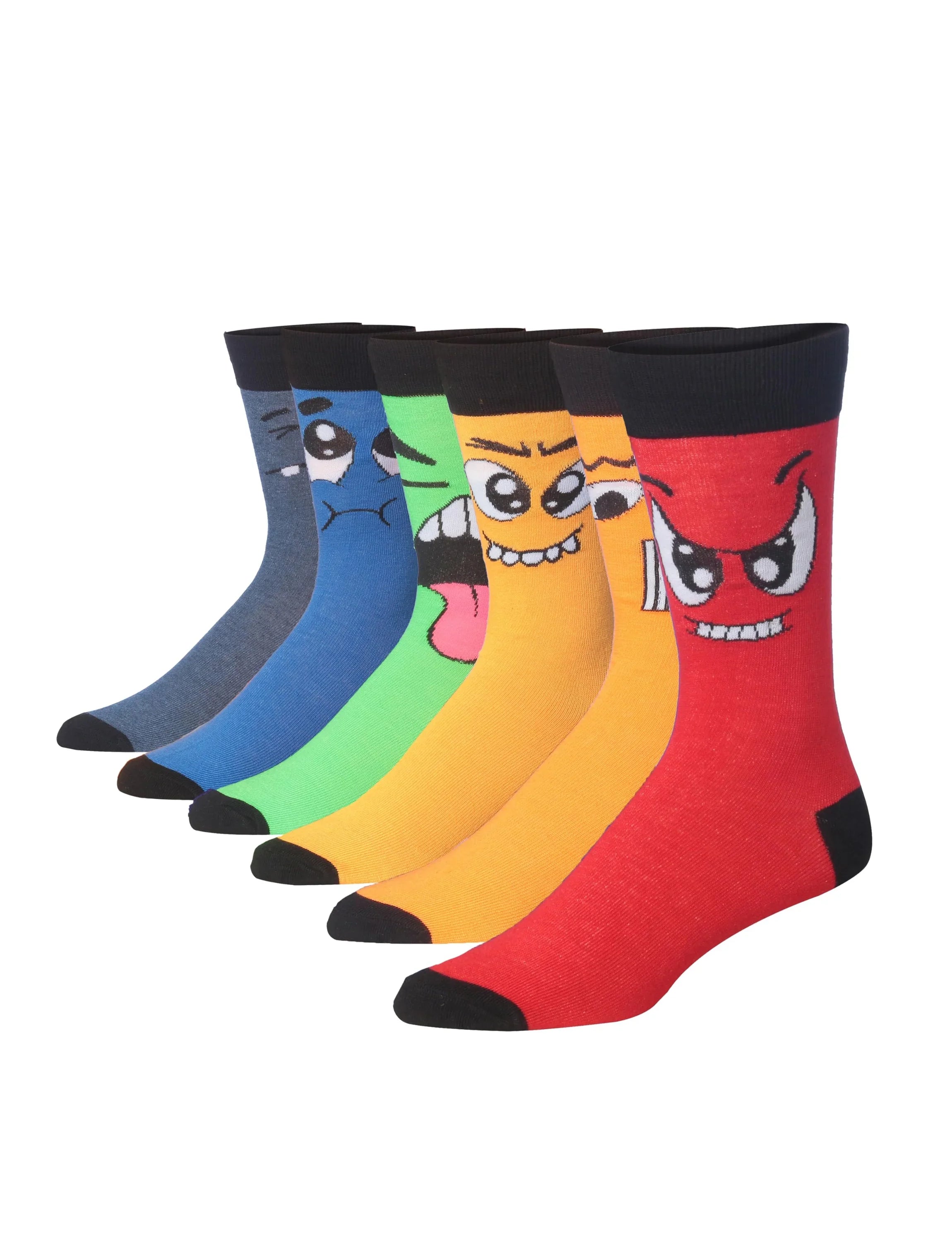 Men's 6 Pairs Casual Novelty Creature Palette Fantasy Colorful Patterned Dress Socks for Men - Socks