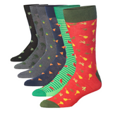 JAMES FIALLO Men's 6 Pairs Stylish Colorful Patterned Dress Socks
