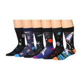 JAMES FIALLO Men's 6 Pairs Stylish Colorful Patterned Dress Socks