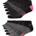  Men's 12-Pairs Performance Low Cut Athletic Black Grey Sporty Multicolor Heels & Stripes Patterned Sport Socks - Socks