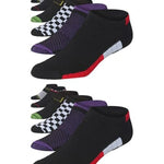  Men's 12-Pairs Performance Low Cut Athletic Dark Tones Checkered Striped Colorful Patterned Sport Socks - Socks
