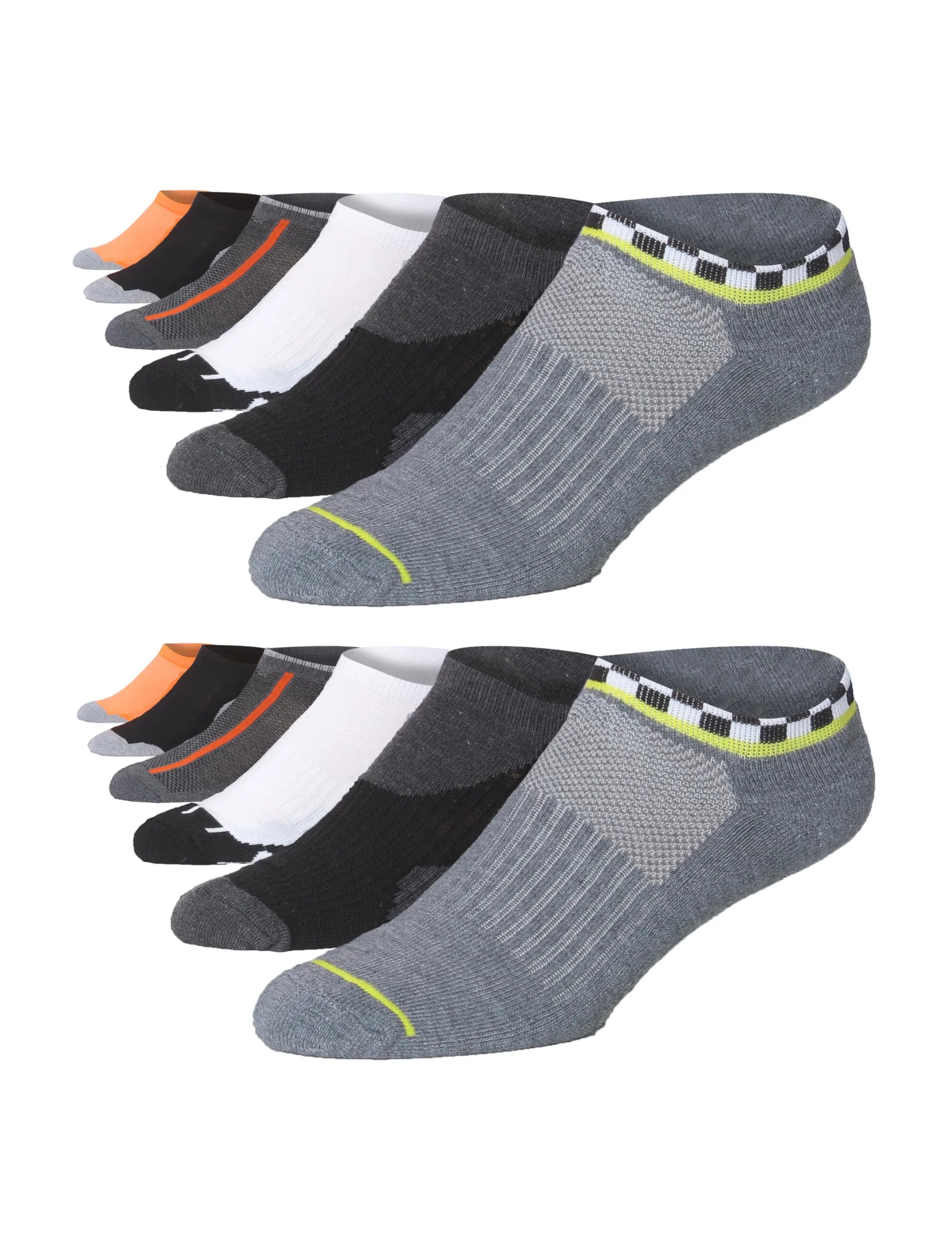 JAMES FIALLO Men's 12-Pairs Performance Low Cut Athletic Vibrant Neutral Mix Colors Patterned Sport Socks - Tipi Toe Socks