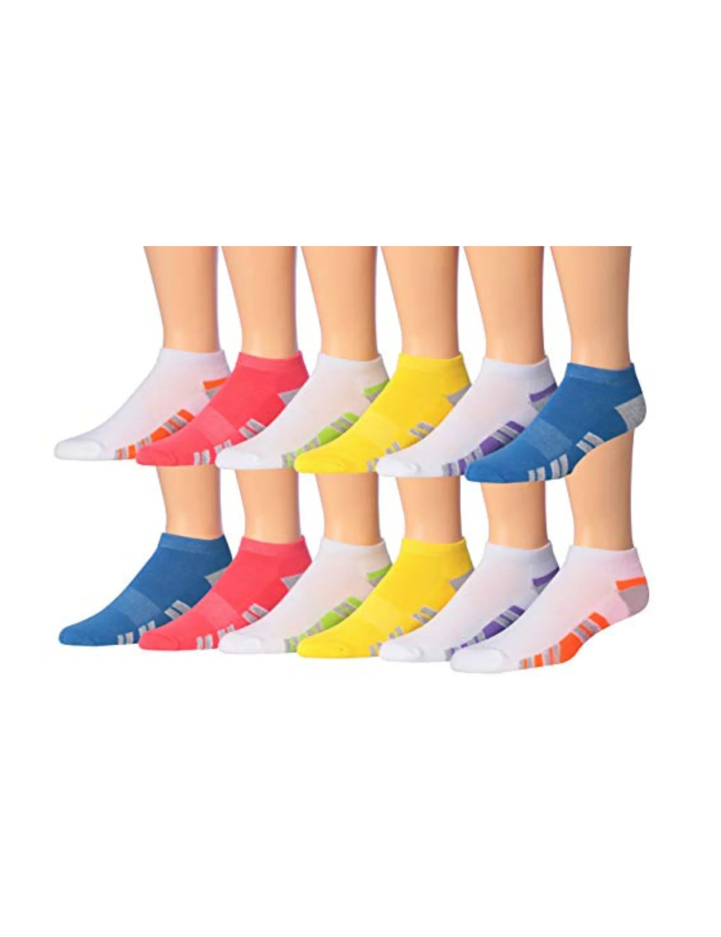 JAMES FIALLO Men's 12-Pairs Performance Low Cut Athletic Harmonious Vivid Colorful Patterned Sport Socks - Tipi Toe Socks