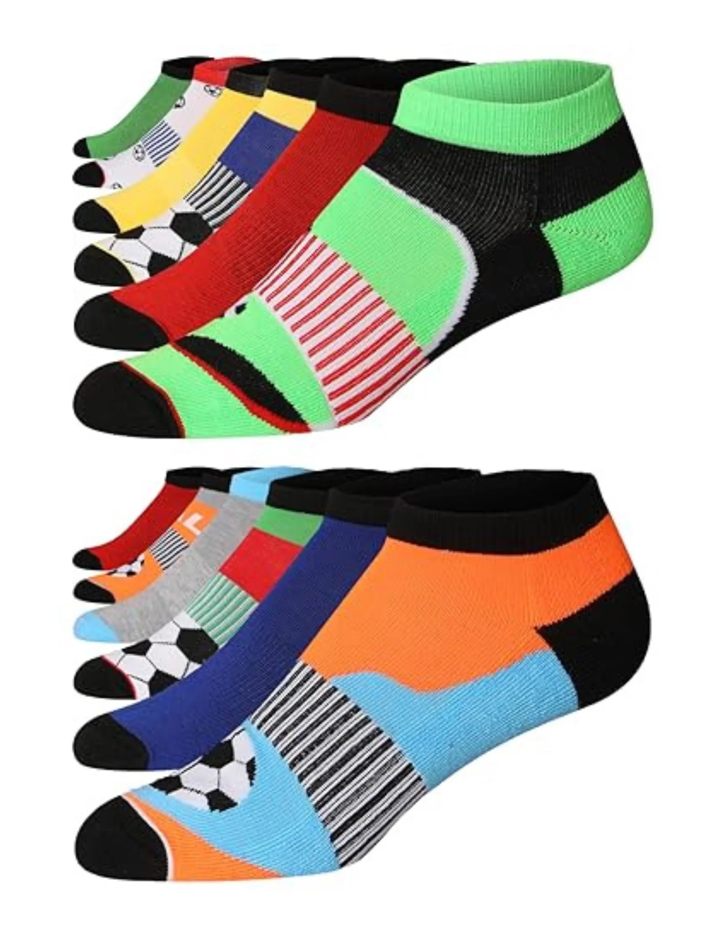  Men's 12-Pairs Performance Low Cut Athletic Solid Classics & Soccer Colorful Patterned Sport Socks - Socks