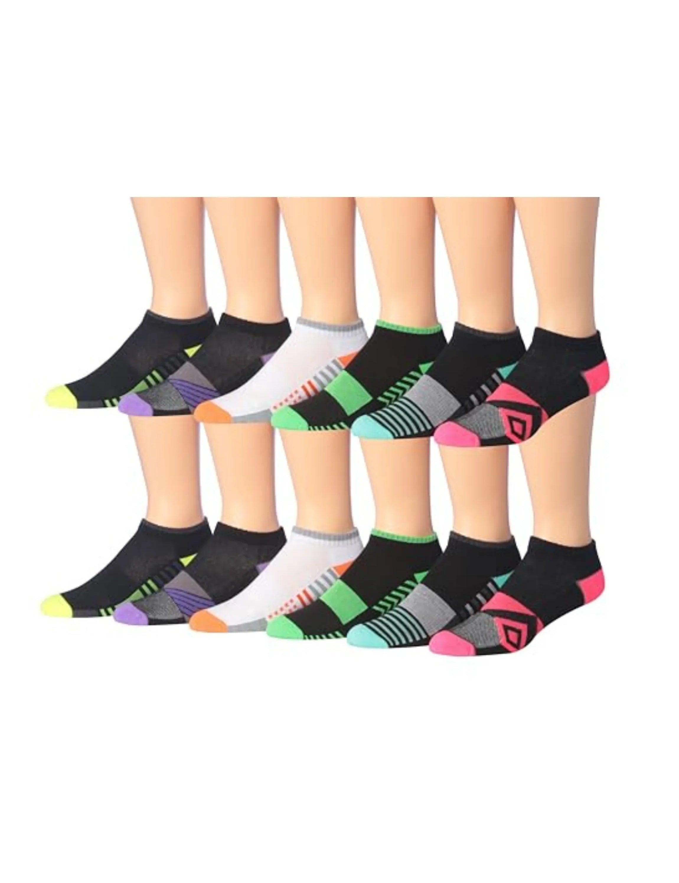JAMES FIALLO JAMES FIALLO Men's 12-Pack Cushioned Athletic Low Cut Socks with Moisture Control and Breathable Design - Tipi Toe Socks