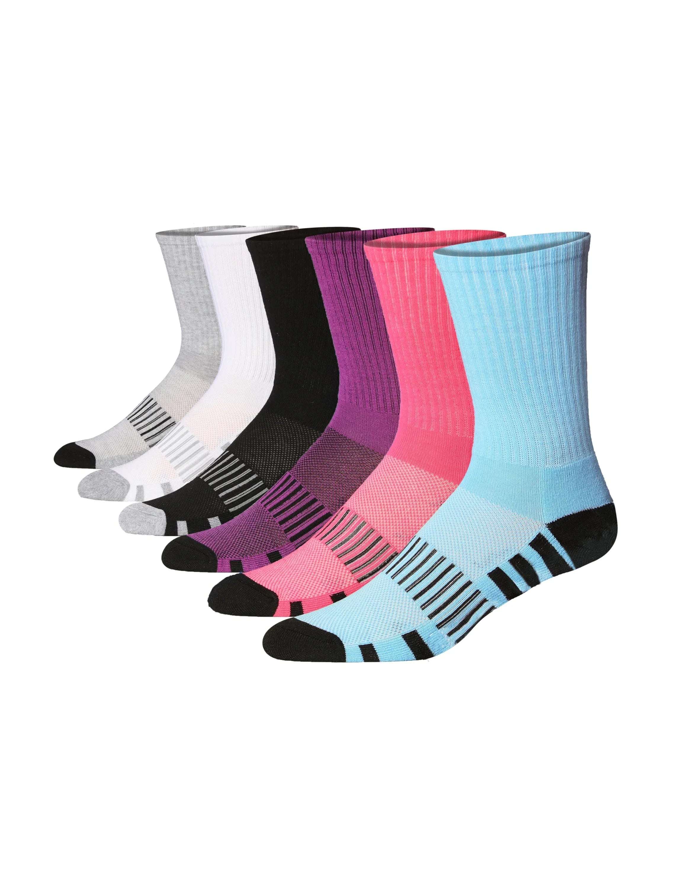  Men's 6 Pairs Cushion Crew Socks Comfortable Performance Socks for Running, Hiking, and Athletic Activities - Socks