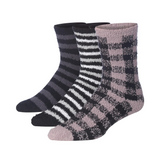 JAMES FIALLO Men's 3-Pairs Bed Socks For Cold Feet Solid Anti-Skid Soft Fuzzy Crew Socks