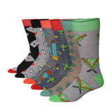 Men's 6 Pairs Casual Novelty All-star Adventure Colorful Patterned Dress Socks for Men - Socks