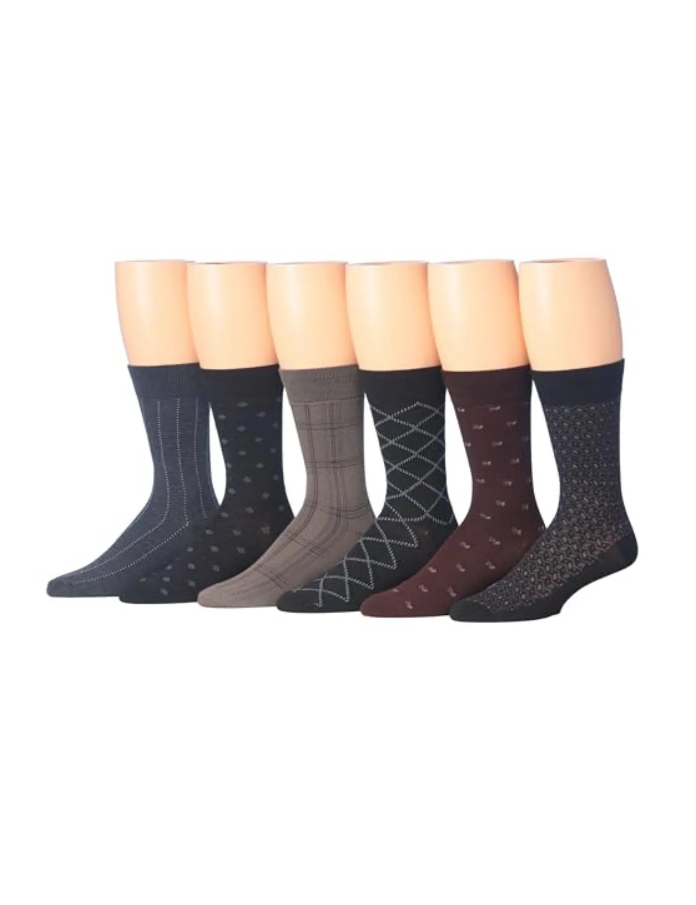 Men's 6 Pairs Casual Novelty Elegance Colorful Patterned Dress Socks for Men - Tipi Toe Socks