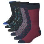 Men's 6 Pairs Casual Novelty Geometric Twilight Colorful Patterned Dress Socks for Men - Tipi Toe Socks