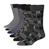 JAMES FIALLO Men's 6 Pairs Stylish Colorful Patterned Dress Socks