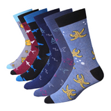 JAMES FIALLO Men's 6 Pairs Stylish Colorful Patterned Dress Socks