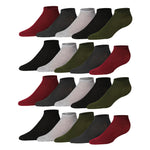 Men's 20 Pairs Classy Extra Lightweight Elegant Solid Dark Tones Low Cut/No Show Socks - Socks