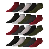 Men's 20 Pairs Classy Extra Lightweight Elegant Solid Dark Tones Low Cut/No Show Socks - Socks