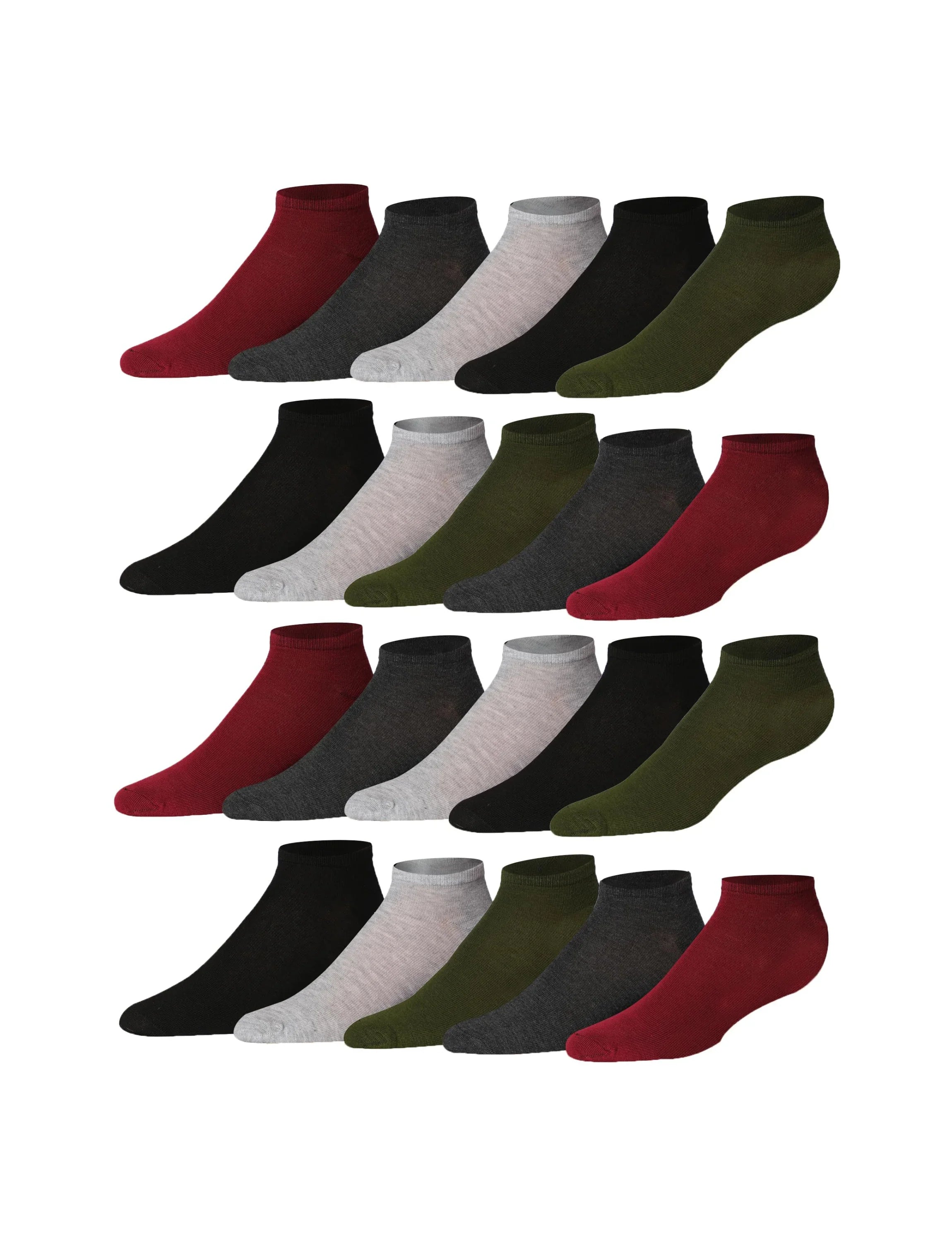 Men's 20 Pairs Classy Extra Lightweight Elegant Solid Dark Tones Low Cut/No Show Socks - Socks