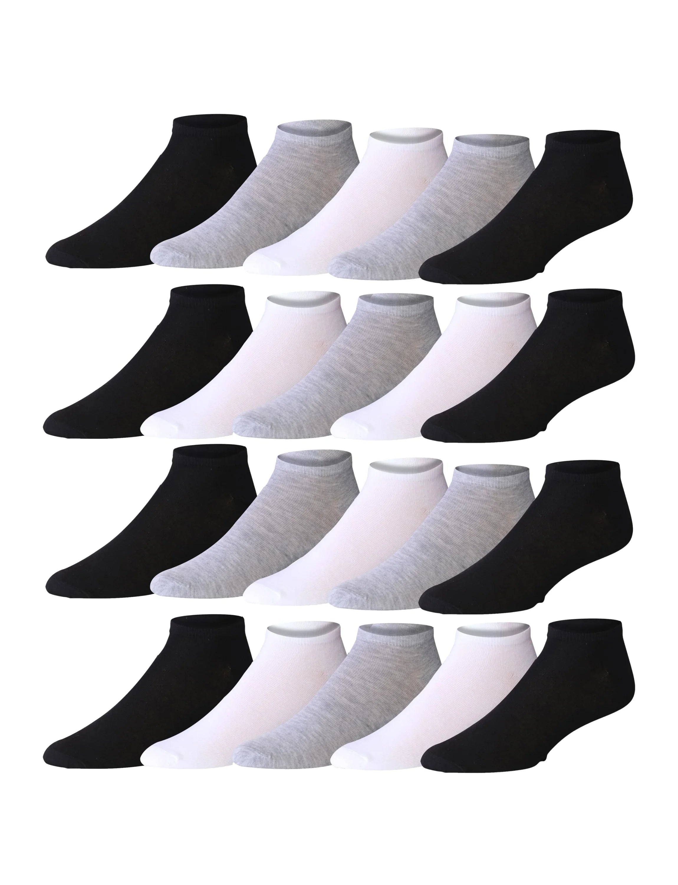 Men's 20 Pairs Classy Extra Lightweight Colorful Shades Contrast Patterned Low Cut/No Show Socks - Socks