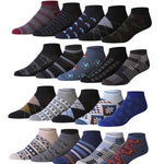 Men's 20 Pairs Classy Extra Lightweight Contemporary Argyle Stryped Colorful Patterned Low Cut/No Show Socks - Tipi Toe Socks