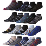 Men's 20 Pairs Classy Extra Lightweight Contemporary Argyle Stryped Colorful Patterned Low Cut/No Show Socks - Tipi Toe Socks