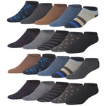 Men's 20 Pairs Classy Extra Lightweight Dark Colored Abstract and Dotted Pattern Low Cut/No Show Socks - Tipi Toe Socks