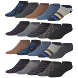 Men's 20 Pairs Classy Extra Lightweight Dark Colored Abstract and Dotted Pattern Low Cut/No Show Socks - Tipi Toe Socks