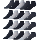 JAMES FIALLO Men's 20 Pairs Classy Extra Lightweight Solid Neutral Monochrome Colors Low Cut/No Show Socks