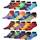 JAMES FIALLO Men's 20 Pairs Classy Extra Lightweight Colorful Funny Faces Pattern Socks For Men