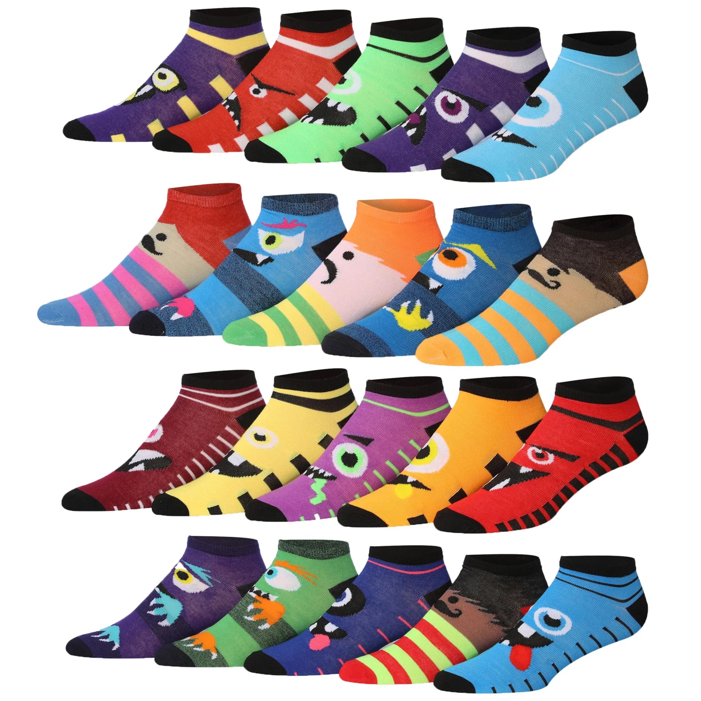 Men's Funny Faces No Show Socks