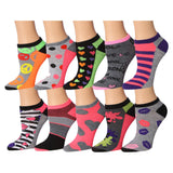 Multicolor Heart Kiss Love No Show Socks - 10 Pairs