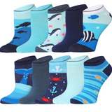 Women's Aquatic Symphony Pattern & Mix Colors No Show Socks - 10 Pairs