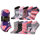 Women's Aquatic Symphony Pattern & Mix Colors No Show Socks - 10 Pairs