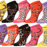 Tipi Toe Women's 10 Pairs Colorful Expressions Wild Pattern Low Cut/No Show Socks
