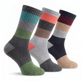 Wool Blend Bold Striped Colorful Accents Dress Socks - 3 Pairs