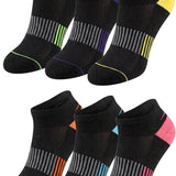 Women's Black Rainbow Stripes Sport Socks - 6 Pack