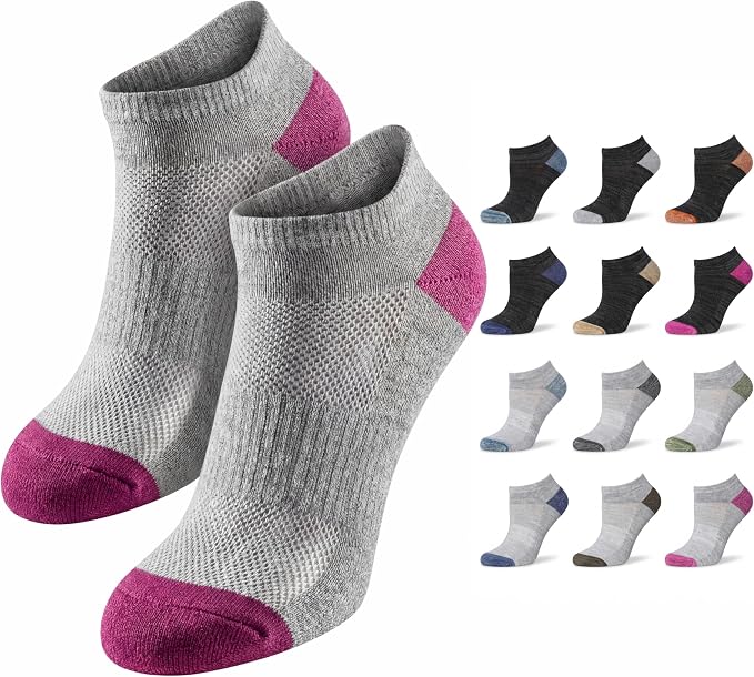 Tipi Toe Women’s Athletic & Novelty Socks ( 22 Pack) Bundle – 12-Pack Cushioned Low-Cut Running Socks & 10-Pack Colorful Fun Ankle Socks, Sizes 9–11
