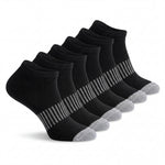 Set of black ankle socks with gray stripes on a white background