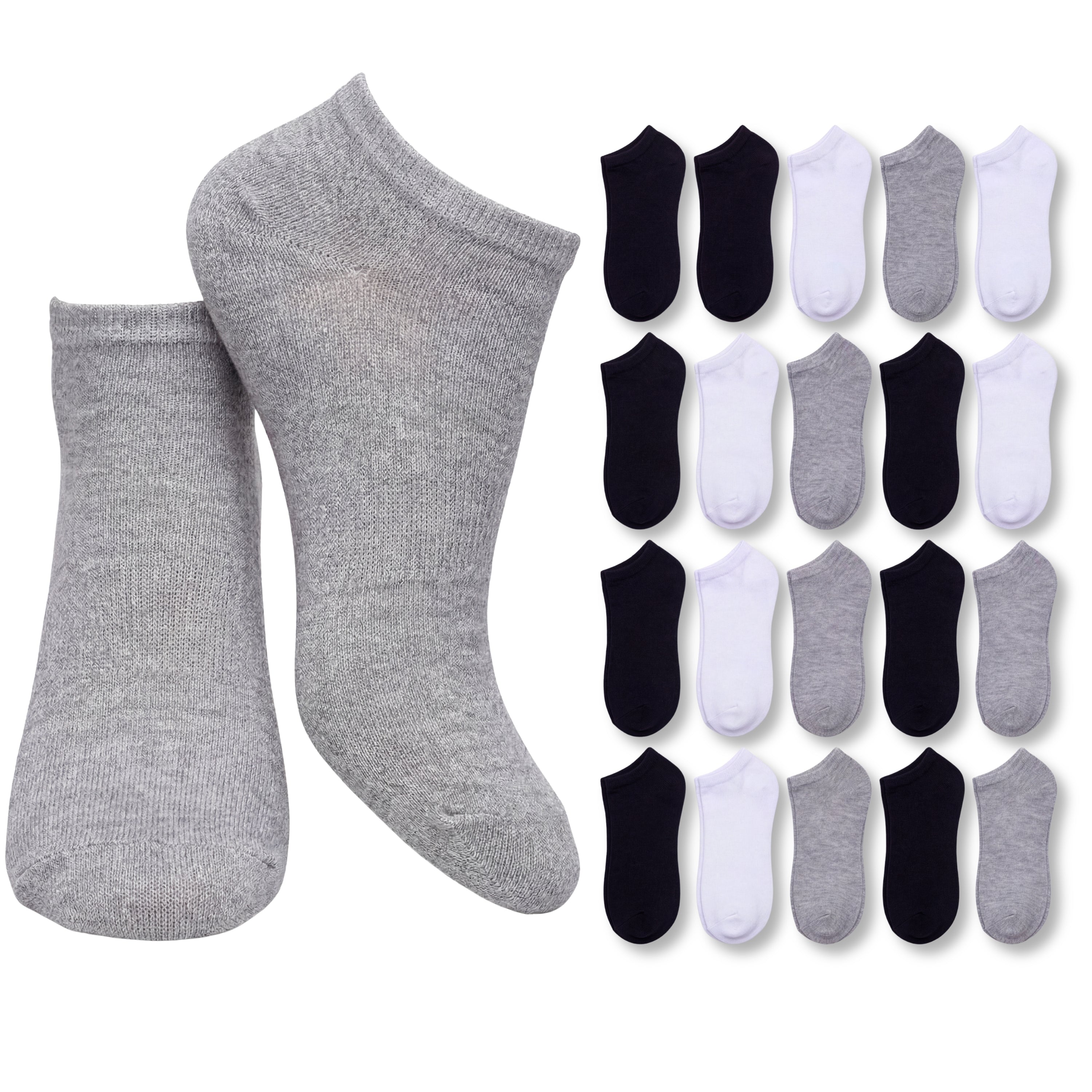 Set of gray and black ankle socks on a white background