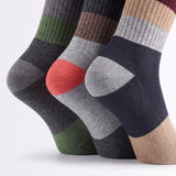 Wool Blend Bold Striped Colorful Accents Dress Socks - 3 Pairs