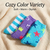 Anti-Skid Royal Stardust Fuzzy Socks - 3 Pairs